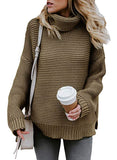 Womens Casual Long Sleeve Turtleneck Knit Pullover Sweater