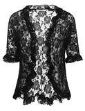Womens Lace Shrug Bolero Half Sleeve Elegant Ruffle Open Front Cardigan