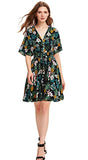 Button Up Split Floral Print Flowy Party Dress