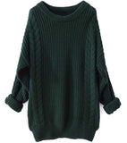 Women's Cashmere Oversized Loose Knitted Crew  Long Sweater Dresses Tops