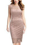 Women's Retro Floral Lace Slim Evening Cocktail Mini Dress