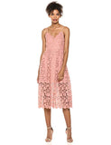 Women's Sleeveless Lace Fit & Flare Midi Dress