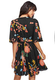 Women's Boho Button Up Split Floral Print Flowy Party Dress