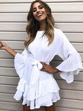 Fashion Colors Long Sleeves Mini Dresses