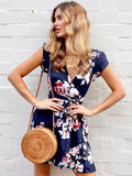 Unique Design Bohemia Floral V-Neck Mini Dress