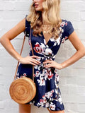 Unique Design Bohemia Floral V-Neck Mini Dress