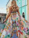 Summer Floral Spaghetti-neck Maxi Dress