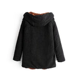 Cheap Hooded Open Front Lamb Wool Coat