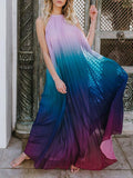 Colorful Halter Neck Backless Gradient Maxi Dress