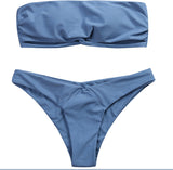 Simple Knotted Bandeau Bikini Set 