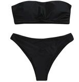 Simple Knotted Bandeau Bikini Set 