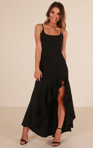 Asymmetric Cami Flounce Long Dress