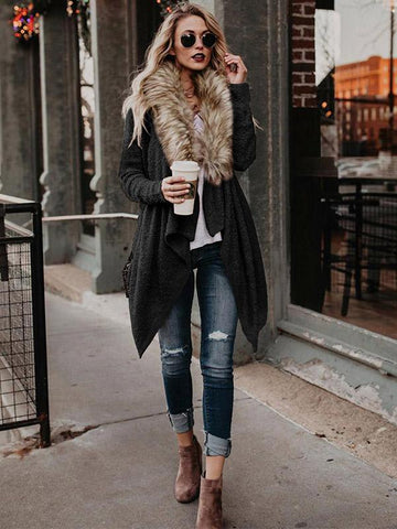 Long Sleeves Solid Color Coat