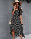 POINT OFF THE SHOULDER DRESS