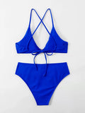 SEXY SOLID COLOR SPLIT BIKINI