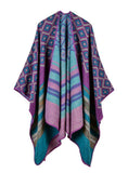 DIAMOND STRIPED SHAWL WOMEN'S DOUBLE-SIDED CLOAK
