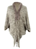 CAPE CARDIGAN FUR COLLAR TASSEL SWEATER