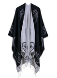 FRINGED CASHEW FLOWER SHAWL DUAL-PURPOSE CLOAK