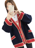 WOMEN'S CARDIGAN KNITTED KOREAN STRIPE WOOL SWEATER