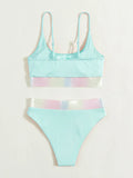 WOMEN PINK SPLIT HIGH WAIST BIKINI