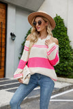 SEXY COLOR MATCHING STRIPED SWEATER