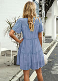 A-LINE SOLID COLOR SHORT SLEEVE DRESS