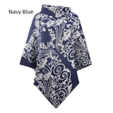 SIDE LAPEL PRINT CAPE SHAWL SWEATER COAT