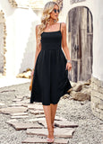 SOLID COLOR SUSPENDER DRESS