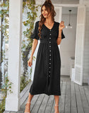 SOLID COLOR A-LINE DRESS