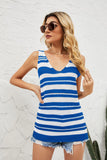 WOMEN'S STRIPED V-NECK TOP VEST