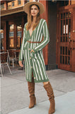 LOOSE STRIPED COLOR MATCHING SWEATER COAT