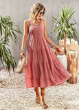 STRAP U-NECK SOLID COLOR DRESS