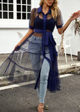 A-LINE MESH PERSPECTIVE DRESS