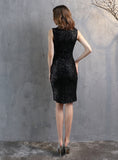 WOMEN SHORT V-NECK SEQUINS PARTY DRESS