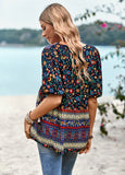 V-NECK SHORT SLEEVE PRINTED SHIRT
