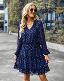 LONG SLEEVE V-NECK SEXY DRESS