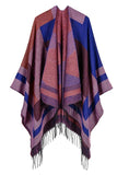 JACQUARD GEOMETRIC TASSEL MATCHING CONTRAST SPLIT CLOAK