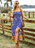 BOHEMIAN CASUAL TUBE TOP PRINTED DRESS