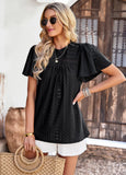 SUMMER HOLLOW SHORT-SLEEVED ROUND NECK SHIRT