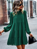 ROUND NECK LONG SLEEVE LOOSE CASUAL DRESS