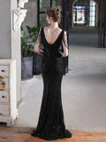 MERMAID V-NECK SEQUINS BEADING PARTY DRESS