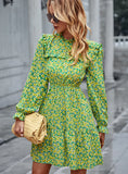 LONG SLEEVE SHORT PRINT DRESS