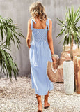 STRIPED SUSPENDER POCKET DRESS