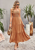 SLING PLEATS SOLID COLOR DRESS
