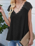 SPLICED LACE LOOSE VEST T-SHIRT