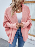 SOLID COLOR BAT SLEEVE CARDIGAN COAT SWEATER
