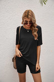 CASUAL SOLID COLOR SHORTS TWO-PIECE SUIT