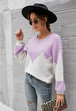 LOOSE COLOR MATCHING ROUND NECK SWEATER