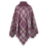 CAPE LAPEL STRIPED COLORED CHECK SHAWL