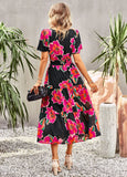 SUMMER PRINT SHORT-SLEEVED DRESS